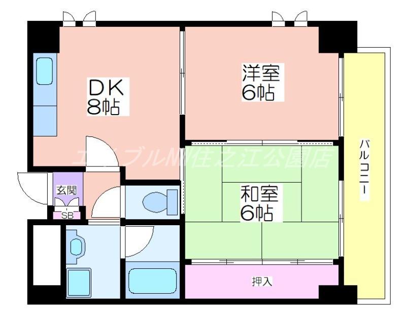 シエーヌパレ(2DK/5階)の間取り写真