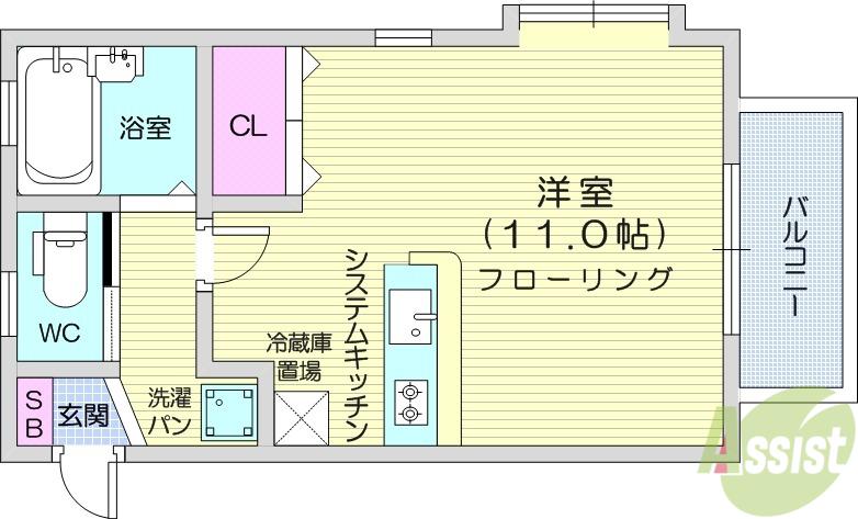 ウインディ西の平(ワンルーム/2階)の間取り写真