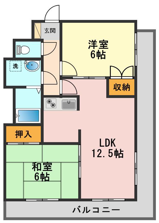 プラチナKODAヒルズ(2LDK/9階)の間取り写真