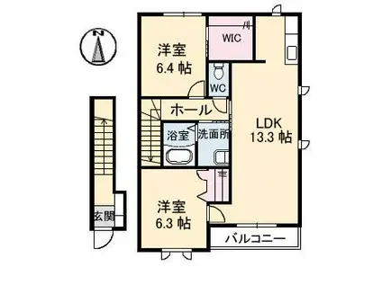 グランドメゾン片島 C棟(2LDK/2階)の間取り写真