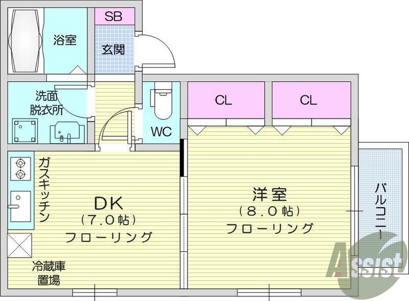 ハウスゼルコバ(1DK/2階)の間取り写真