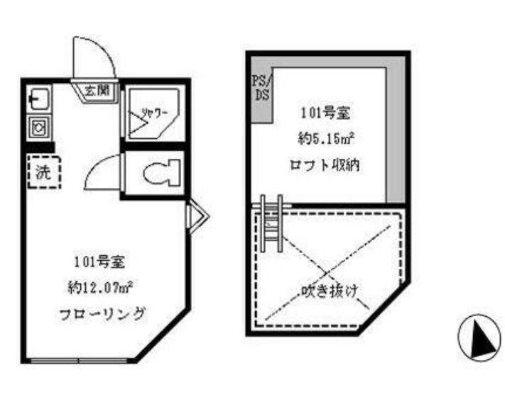 フェリスサイン(ワンルーム/1階)の間取り写真