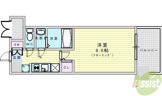 パークフラッツ江坂(1K/12階)の間取り写真