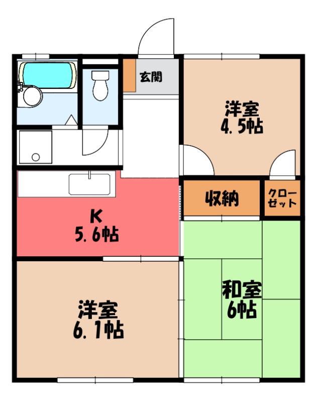 下佐野第二コーポ(3K/1階)の間取り写真