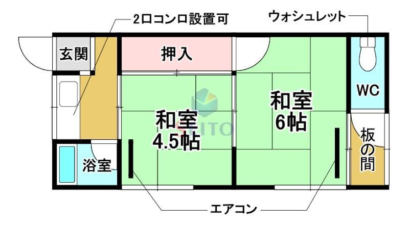 立花コーポ(2K/1階)の間取り写真