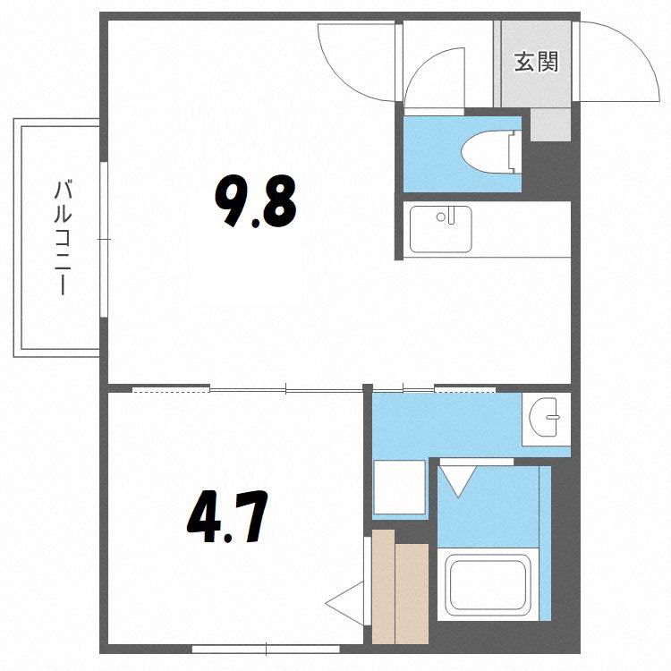 HTS東札幌(1LDK/4階)の間取り写真