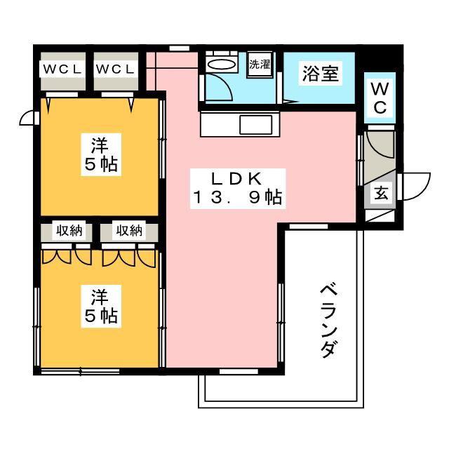 ヴィラハウス鎌倉(2LDK/2階)の間取り写真