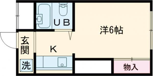 ハースサイド中垣内(1K/1階)の間取り写真