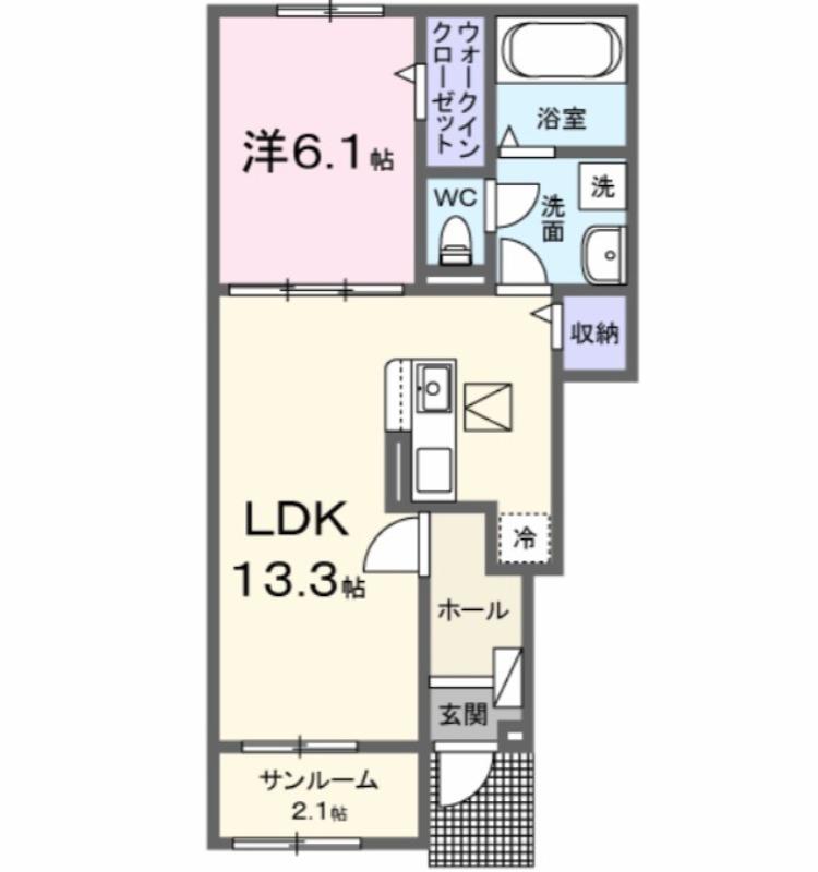 パークアクシス藤岡・C(1LDK/1階)の間取り写真