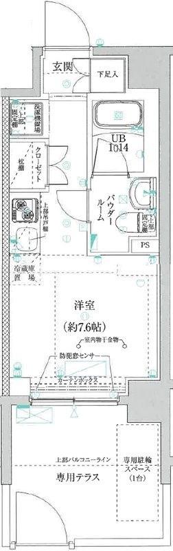 クラリッサ横浜アレッタ(ワンルーム/1階)の間取り写真