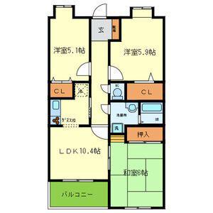 エーデル雲雀丘二番館(3LDK/1階)の間取り写真