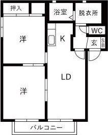 ル パンA(2LDK/1階)の間取り写真