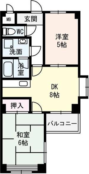 万代東マンション(2DK/2階)の間取り写真