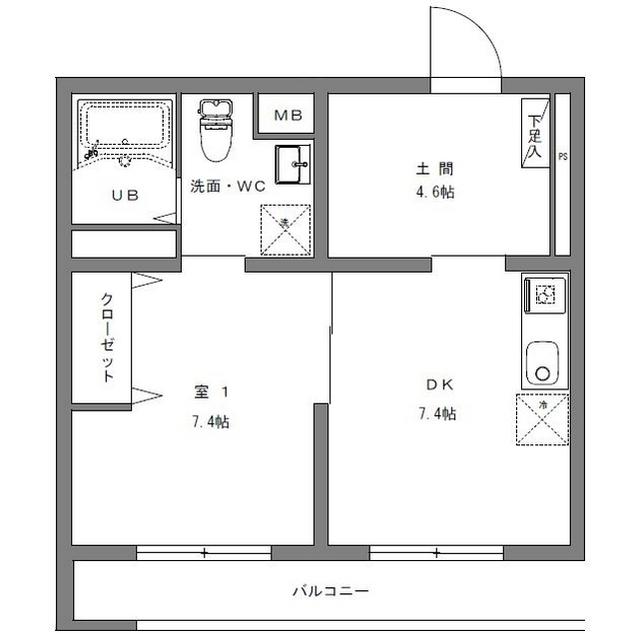 GRANDMAISONAOI(1DK/1階)の間取り写真