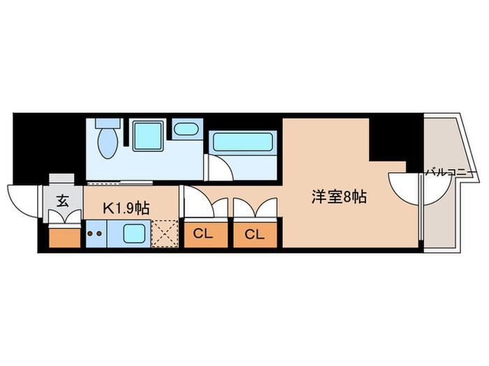 コンフォリア東大井I(1K/9階)の間取り写真