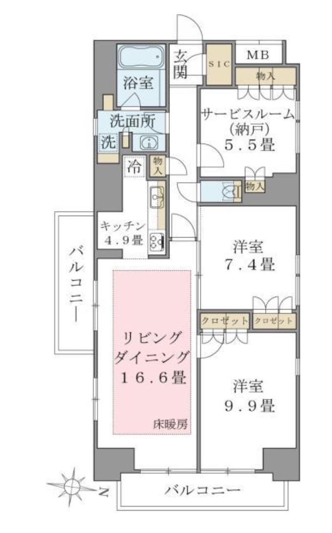 ブリリアイスト東雲キャナルコート(2SLDK/11階)の間取り写真