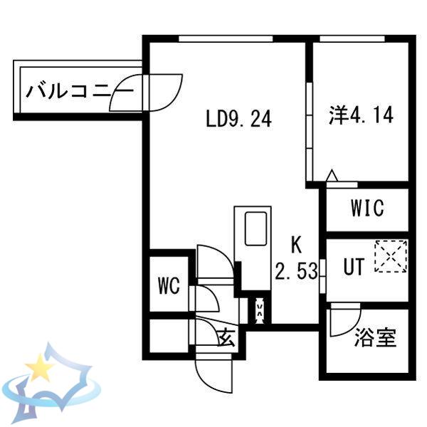 CIEL幌平橋(1LDK/3階)の間取り写真