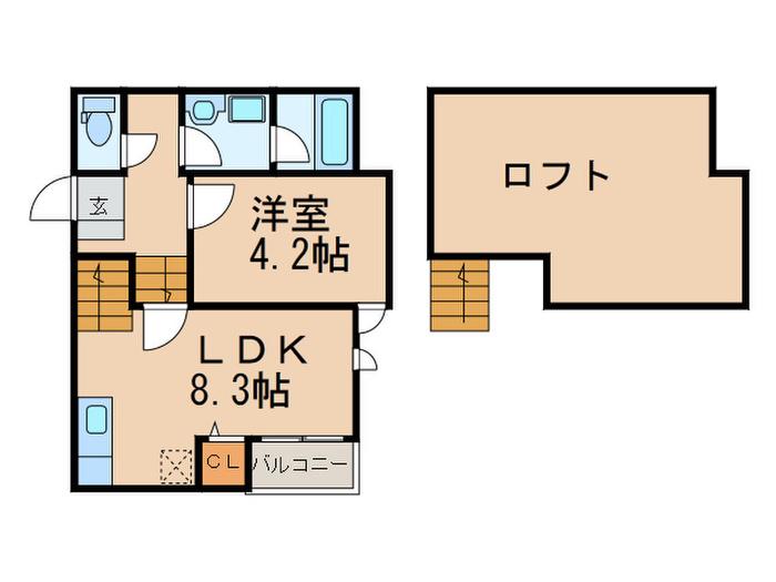 シティベール吉塚A(1LDK/2階)の間取り写真