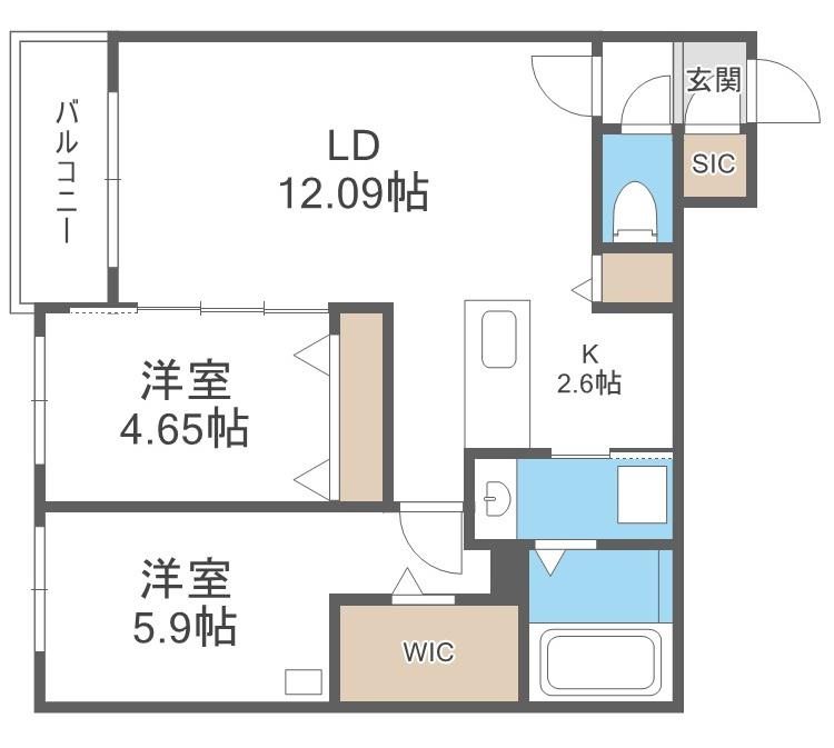 SKY千歳(2LDK/3階)の間取り写真