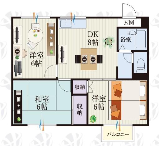 BCASA我孫子湖北RE-BORN(3DK/1階)の間取り写真