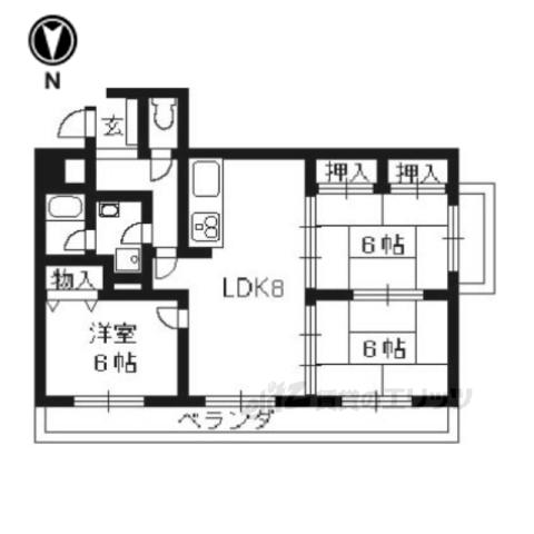 リバーサイド橋忠(2LDK/4階)の間取り写真