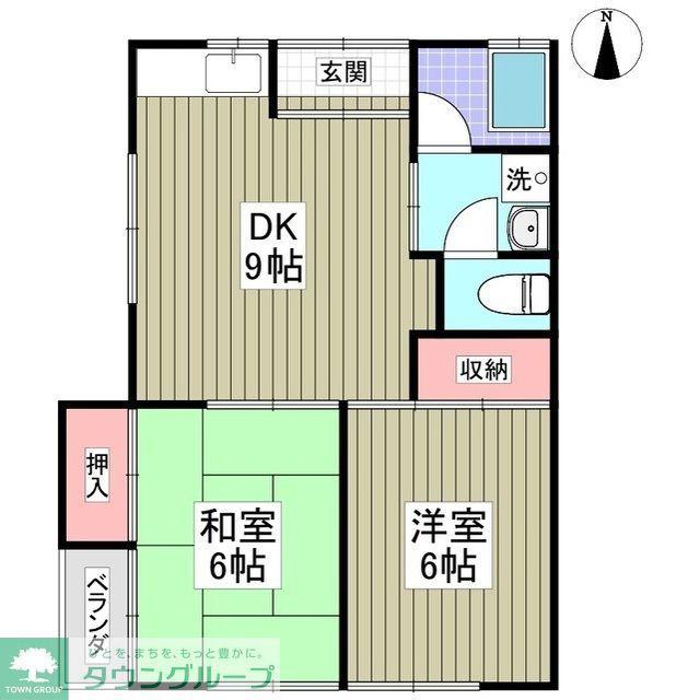 スヤマ春日部ハイツB(2DK/2階)の間取り写真