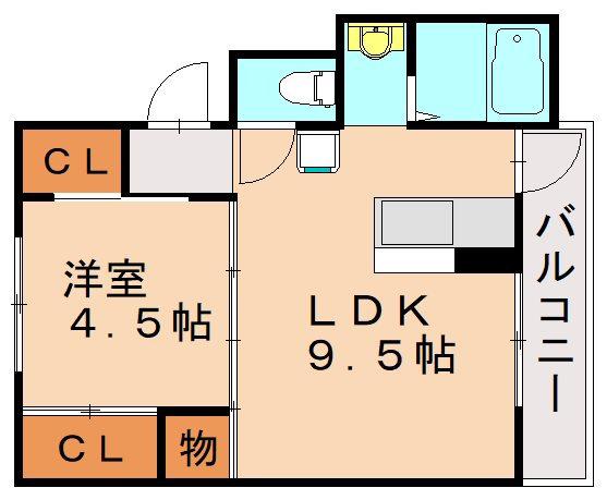 ビレッジハウス若松(1LDK/2階)の間取り写真