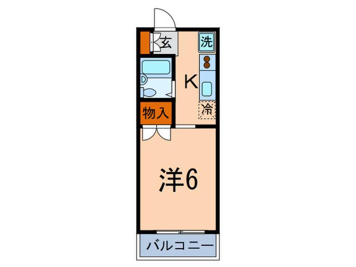 ドム西片(1K/2階)の間取り写真