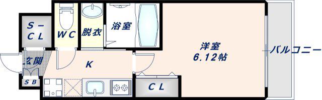 LUXE布施北III(1K/1階)の間取り写真