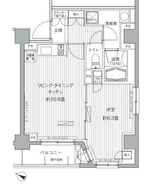 ヒューリックレジデンス茗荷谷(1LDK/2階)の間取り写真