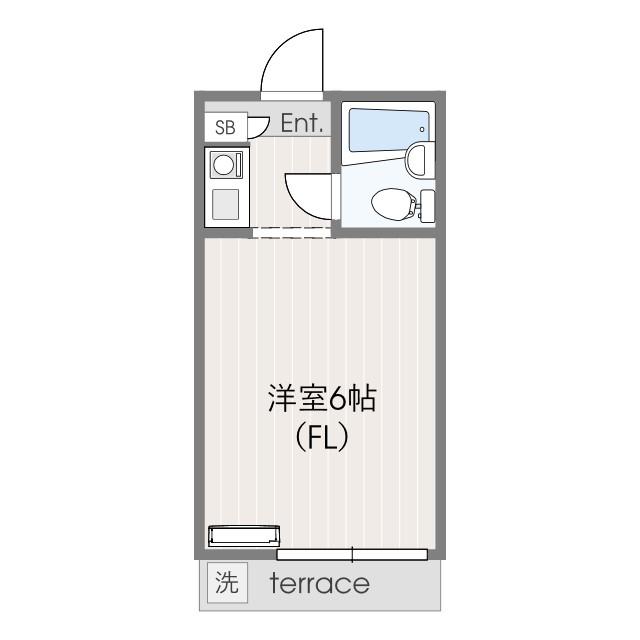 アクアリッツ(ワンルーム/1階)の間取り写真