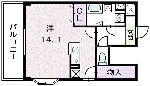 サニーシャトル(ワンルーム/2階)の間取り写真