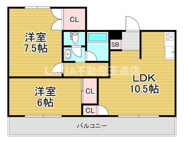 メゾンドール天王寺(2LDK/6階)の間取り写真