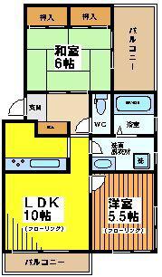 メゾン西原(2LDK/2階)の間取り写真