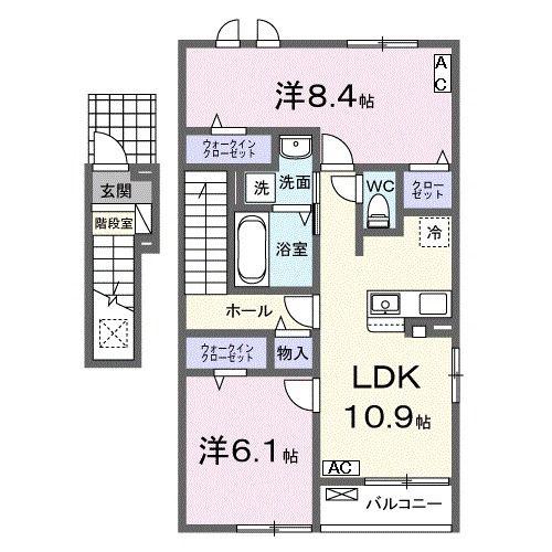 グルー・リゾン(2LDK/2階)の間取り写真