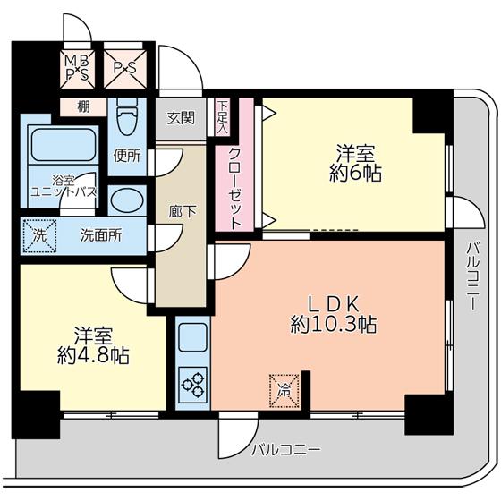 エンブレム木場(2LDK/5階)の間取り写真