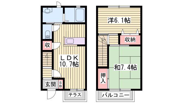 JAメゾンしばまちB(2LDK/1階)の間取り写真