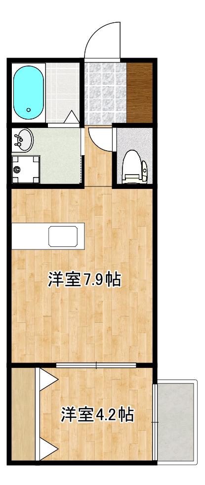 エルミタージュ長田(1LDK/3階)の間取り写真