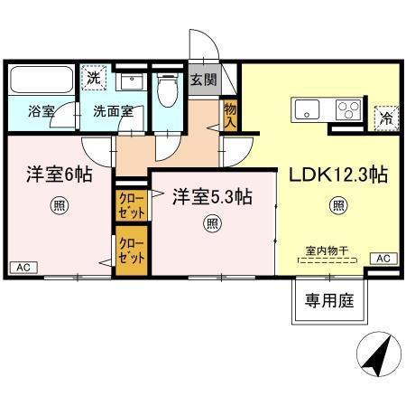 D-RESENA丸山S(2LDK/1階)の間取り写真