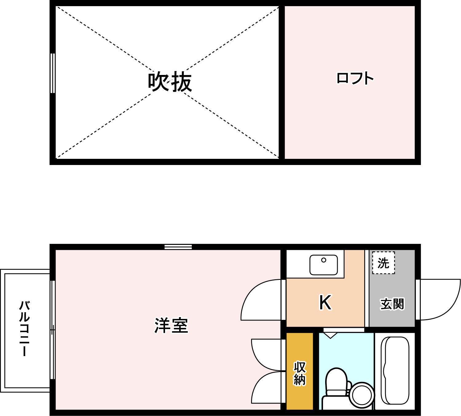 ベルトピア錦町(1K/1階)の間取り写真