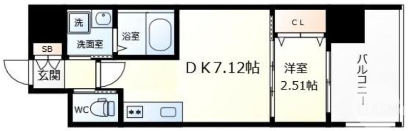 テラ浅香山(1DK/2階)の間取り写真