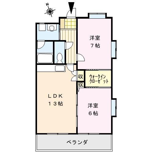 グランドゥールパティオ(2LDK/9階)の間取り写真