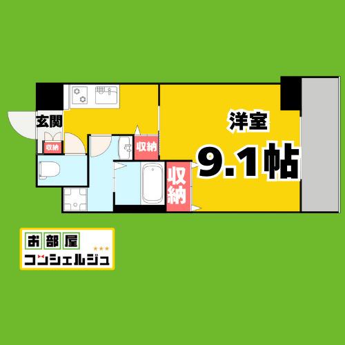KDXレジデンス今池(1K/9階)の間取り写真