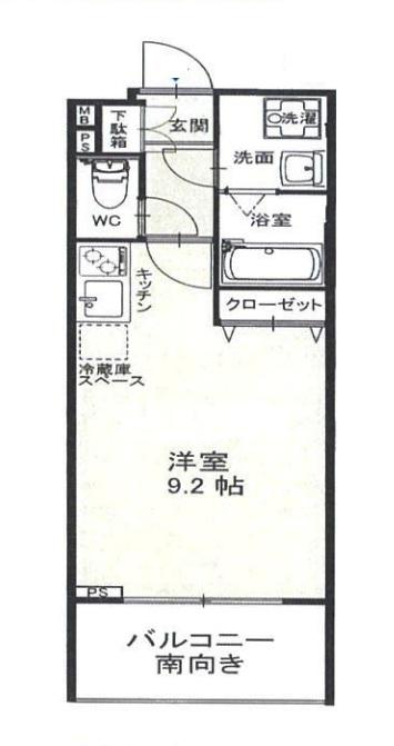 ブラン靭公園(ワンルーム/4階)の間取り写真