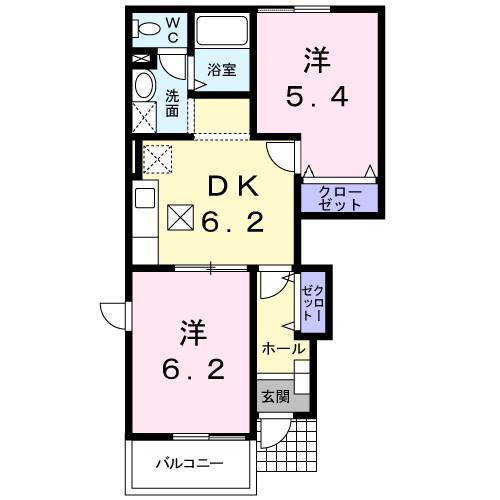 ヴィラ・プリムローズ A(2DK/1階)の間取り写真