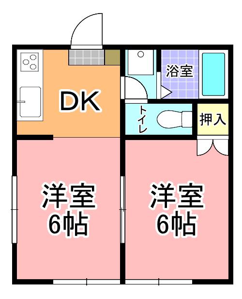 カサパルトハイツ(2DK/1階)の間取り写真
