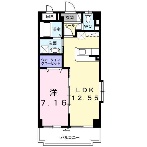 プラシード ヴィラ(1LDK/5階)の間取り写真