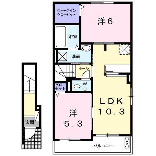 シアン サージュ(2LDK/2階)の間取り写真