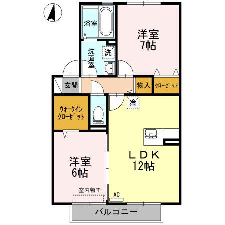 グラン・リーオ D棟(2LDK/2階)の間取り写真