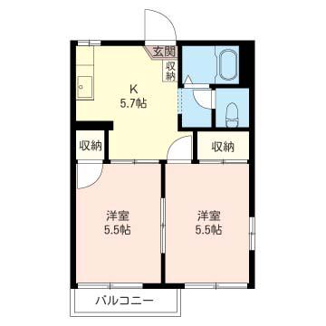 SHM けやきパークハイツ(2K/2階)の間取り写真